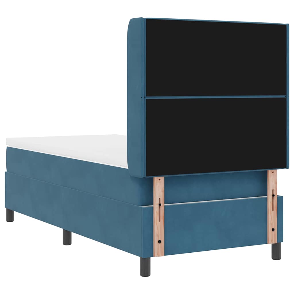 Led Boxspring Seng Med Madras Argyle Blå 100 X 200 Cm Fløjl - Billede 11