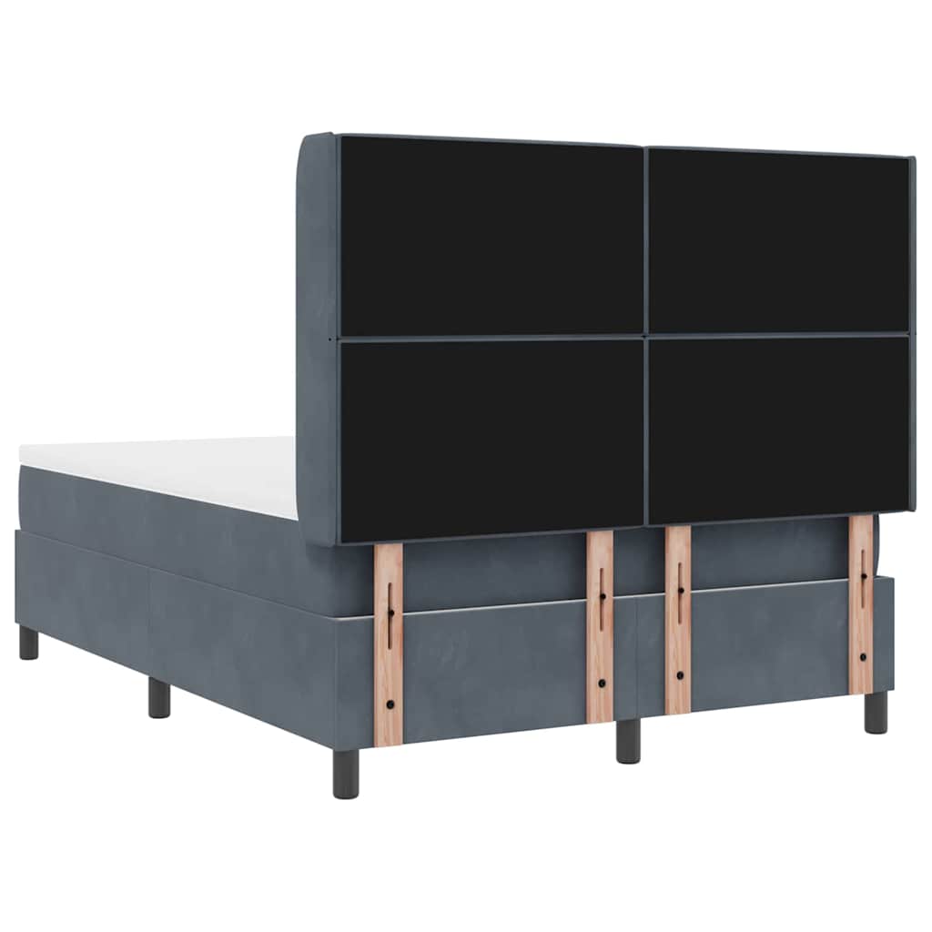 Led Boxspring Seng Med Madras Mørkegrå 140 X 190 Cm Fløjl - Billede 11