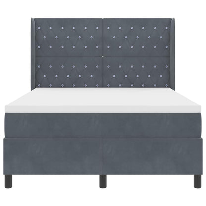 Led Boxspring Seng Med Madras Mørkegrå 140 X 190 Cm Fløjl - Billede 9