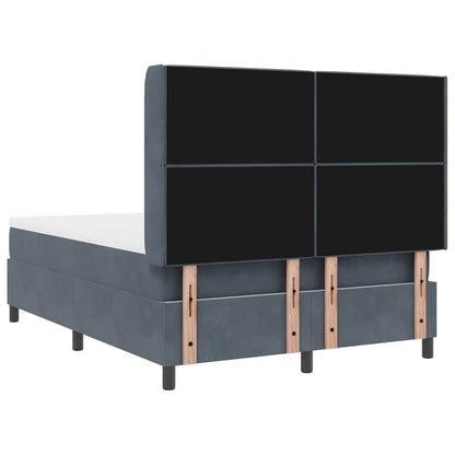 Led Boxspring Seng Med Madras Mørkegrå 140 X 200 Cm Fløjl - Billede 11
