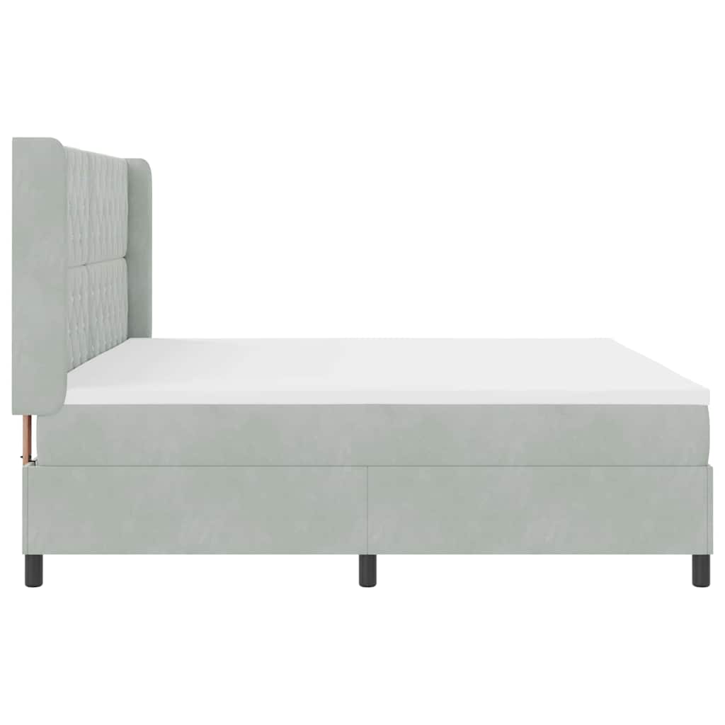 Led Boxspring Seng Med Madras Argyle Lysegrå 200 X 200 Cm Fløjl - Billede 10