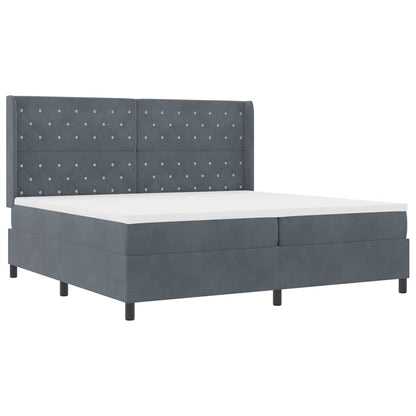 Led Boxspring Seng Med Madras Mørkegrå 200 X 200 Cm Fløjl - Billede 2