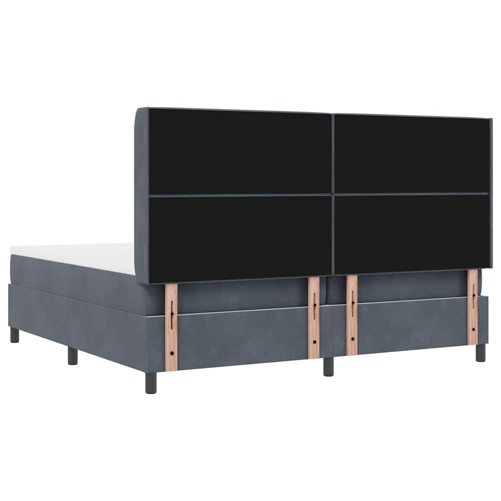 Led Boxspring Seng Med Madras Mørkegrå 200 X 200 Cm Fløjl - Billede 11