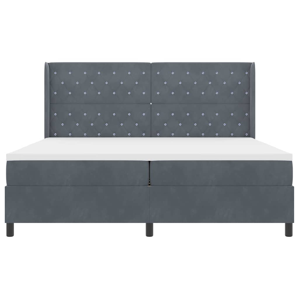 Led Boxspring Seng Med Madras Mørkegrå 200 X 200 Cm Fløjl - Billede 9