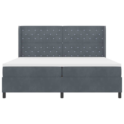 Led Boxspring Seng Med Madras Mørkegrå 200 X 200 Cm Fløjl - Billede 9