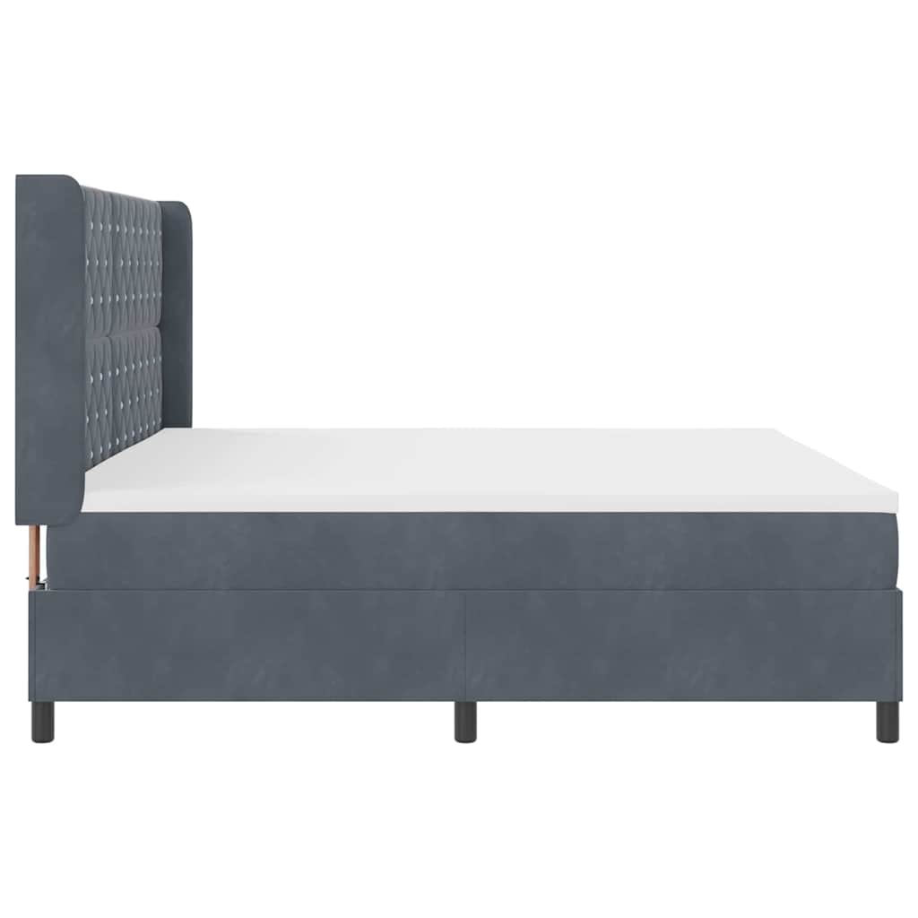 Led Boxspring Seng Med Madras Mørkegrå 200 X 200 Cm Fløjl - Billede 10