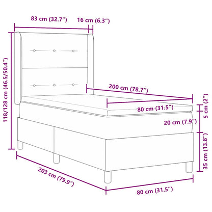 Box Spring Seng Med LED-lysstrimler Fløjl - Billede 14