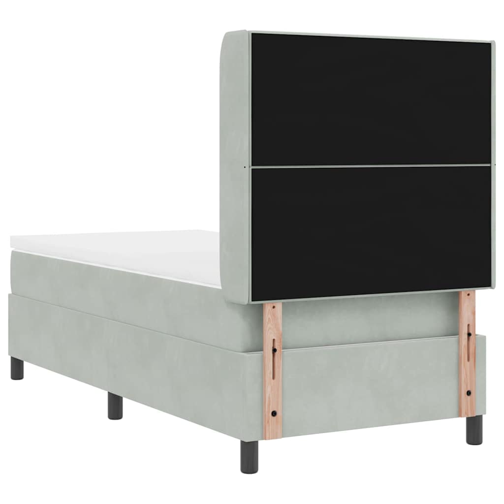 Led Boxspring Seng Med Madras Lysegrå 100 X 200 Cm Fløjl - Billede 11