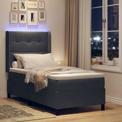 Led Boxspring Seng Med Madras Mørkegrå 100 X 200 Cm Fløjl - Billede 6