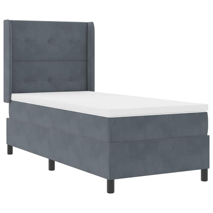 Led Boxspring Seng Med Madras Mørkegrå 100 X 200 Cm Fløjl - Billede 2