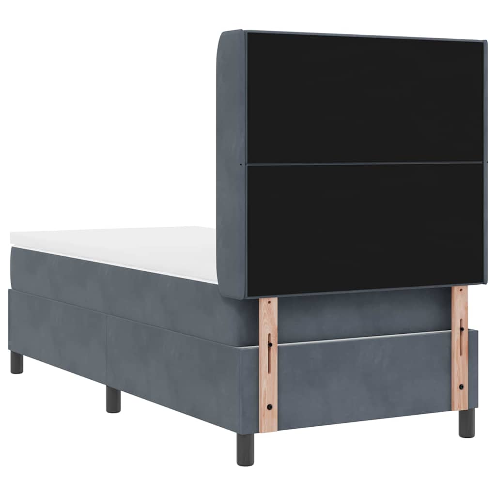 Led Boxspring Seng Med Madras Mørkegrå 100 X 200 Cm Fløjl - Billede 11
