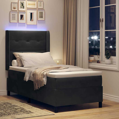 Led Boxspring Seng Med Madras Sort 100 X 200 Cm Fløjl - Billede 6