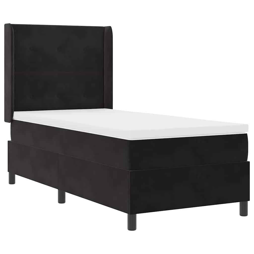 Led Boxspring Seng Med Madras Sort 100 X 200 Cm Fløjl - Billede 2