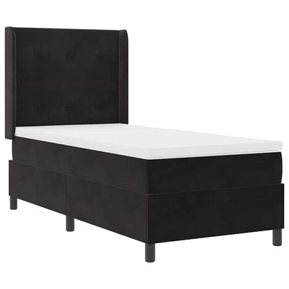 Led Boxspring Seng Med Madras Sort 100 X 200 Cm Fløjl - Billede 2