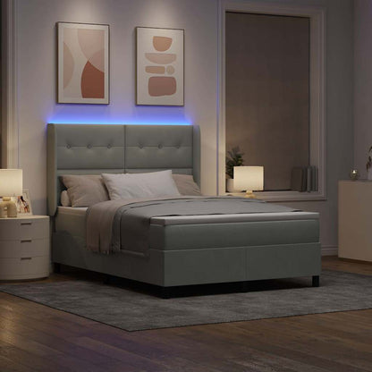 Led Boxspring Seng Med Madras Lysegrå 160 X 200 Cm Fløjl - Billede 6