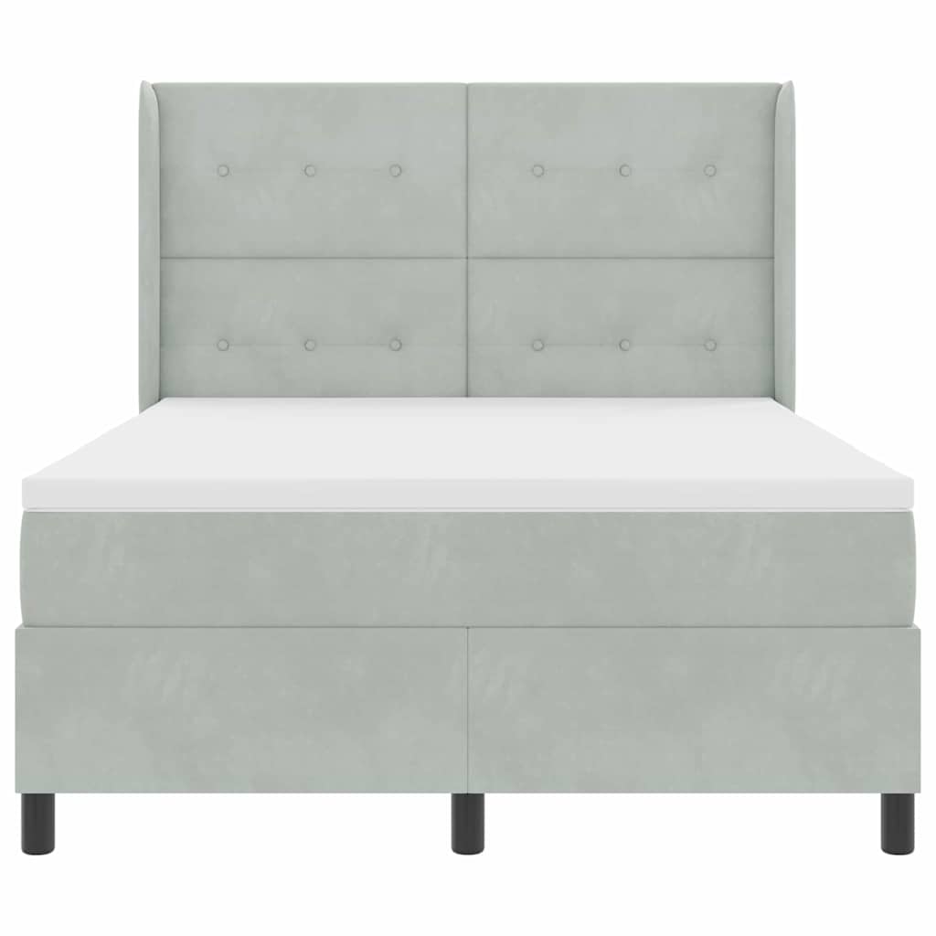 Led Boxspring Seng Med Madras Lysegrå 160 X 200 Cm Fløjl - Billede 9