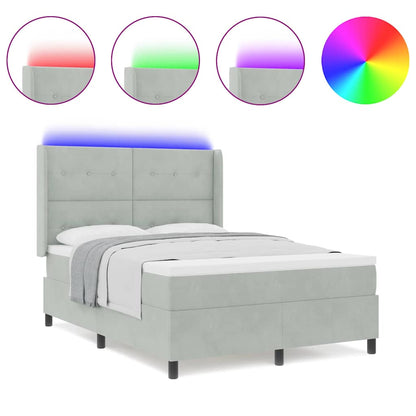 Led Boxspring Seng Med Madras Lysegrå 160 X 200 Cm Fløjl - Billede 4