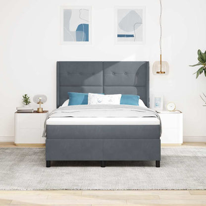Led Boxspring Seng Med Madras Mørkegrå 160 X 200 Cm Fløjl - Billede 5