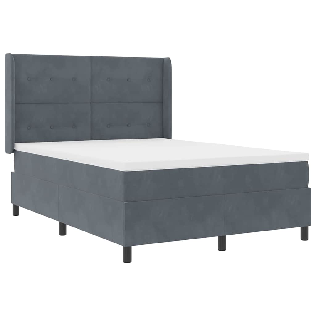 Led Boxspring Seng Med Madras Mørkegrå 160 X 200 Cm Fløjl - Billede 2