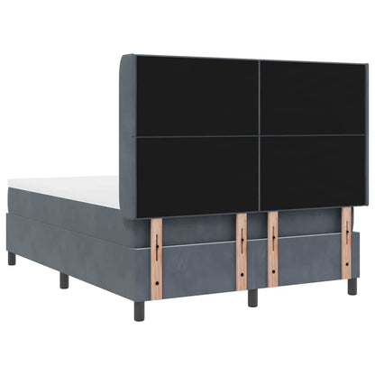 Led Boxspring Seng Med Madras Mørkegrå 160 X 200 Cm Fløjl - Billede 11