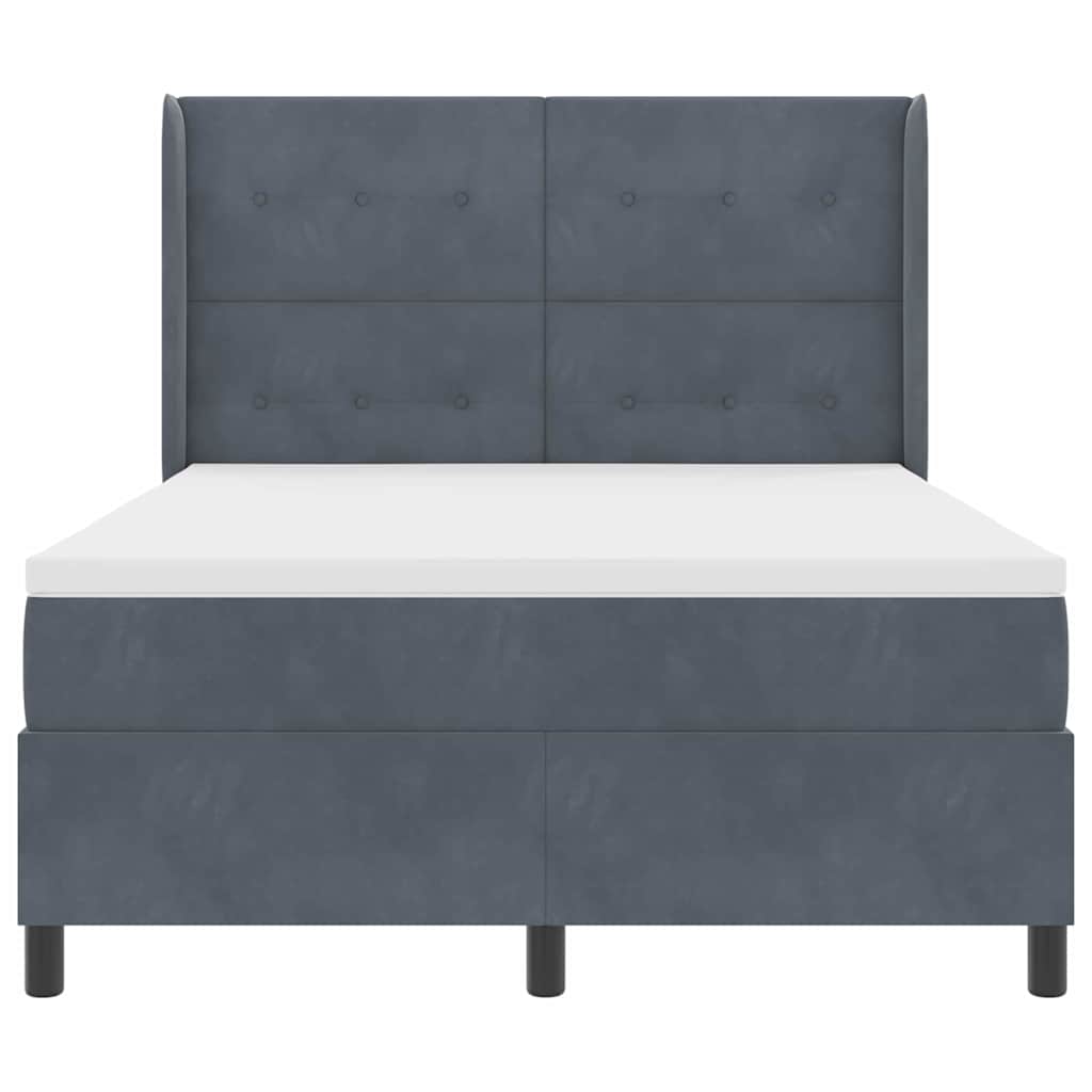 Led Boxspring Seng Med Madras Mørkegrå 160 X 200 Cm Fløjl - Billede 9