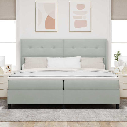 Led Boxspring Seng Med Madras Lysegrå 200 X 200 Cm Fløjl - Billede 5