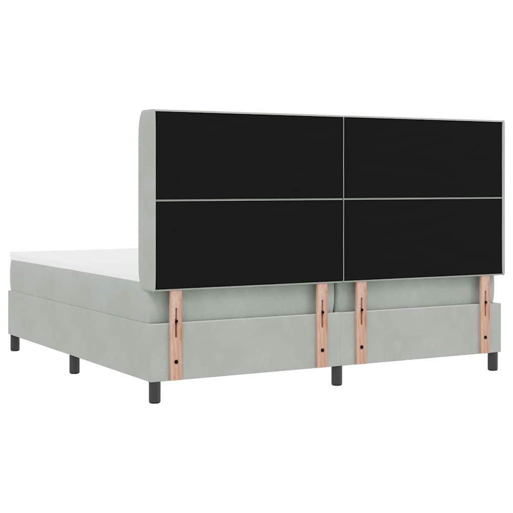Led Boxspring Seng Med Madras Lysegrå 200 X 200 Cm Fløjl - Billede 11
