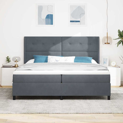 Led Boxspring Seng Med Madras Mørkegrå 200 X 200 Cm Fløjl - Billede 5