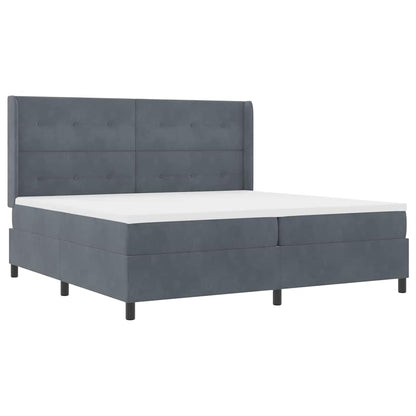 Led Boxspring Seng Med Madras Mørkegrå 200 X 200 Cm Fløjl - Billede 2
