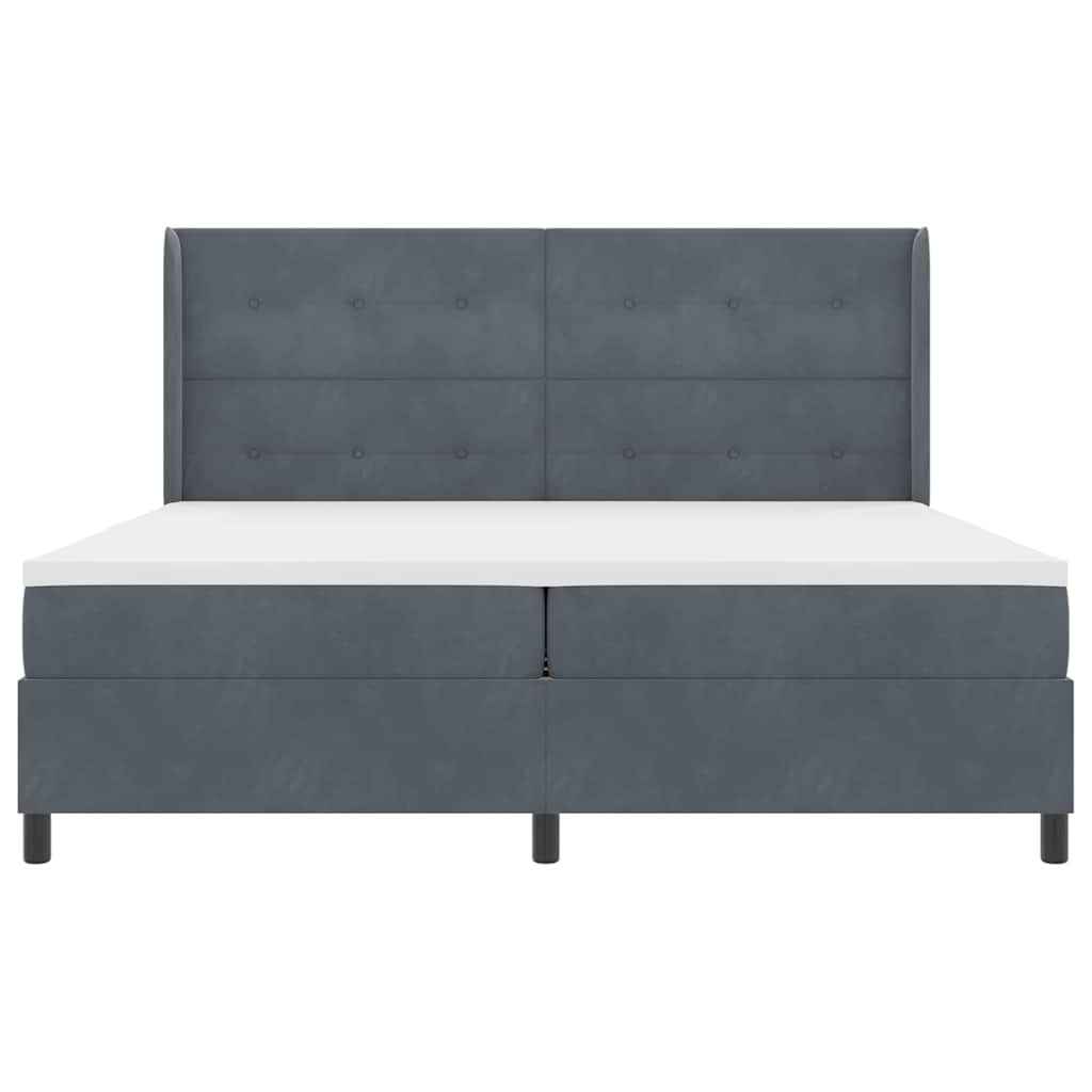Led Boxspring Seng Med Madras Mørkegrå 200 X 200 Cm Fløjl - Billede 9