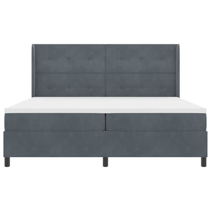 Led Boxspring Seng Med Madras Mørkegrå 200 X 200 Cm Fløjl - Billede 9