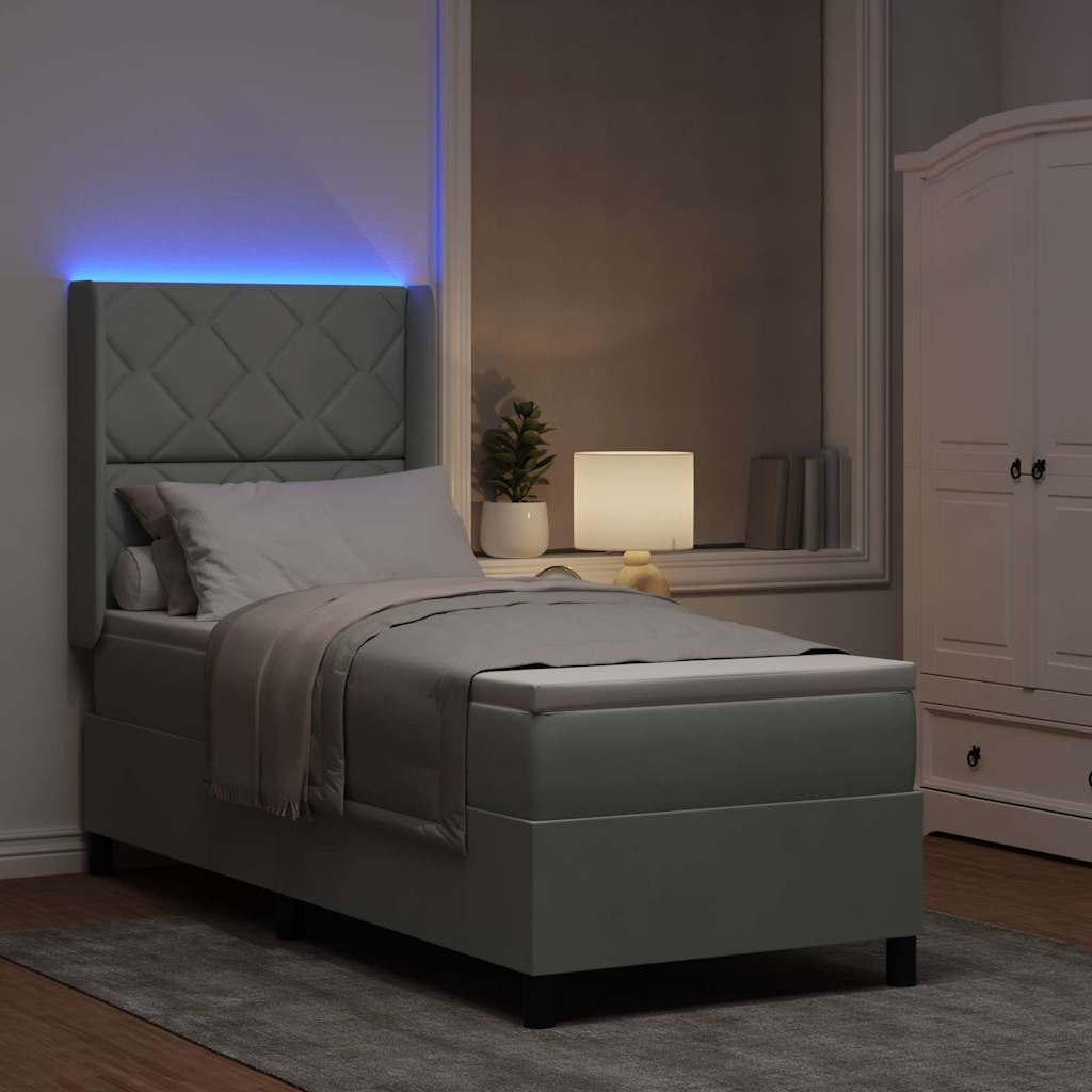 Led Boxspring Seng Med Madras Lysegrå 80 X 200 Cm Fløjl - Billede 6