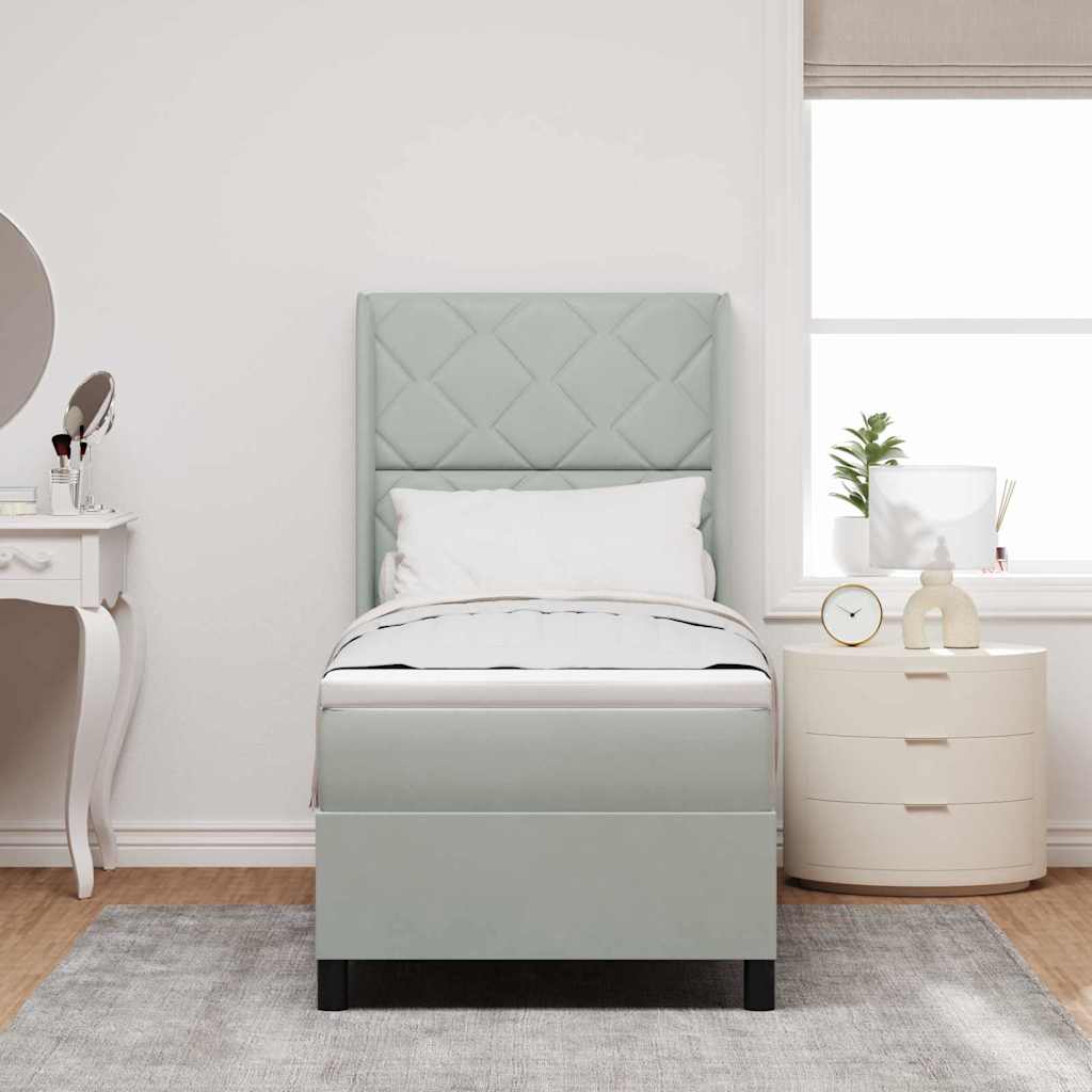 Led Boxspring Seng Med Madras Lysegrå 80 X 200 Cm Fløjl - Billede 5