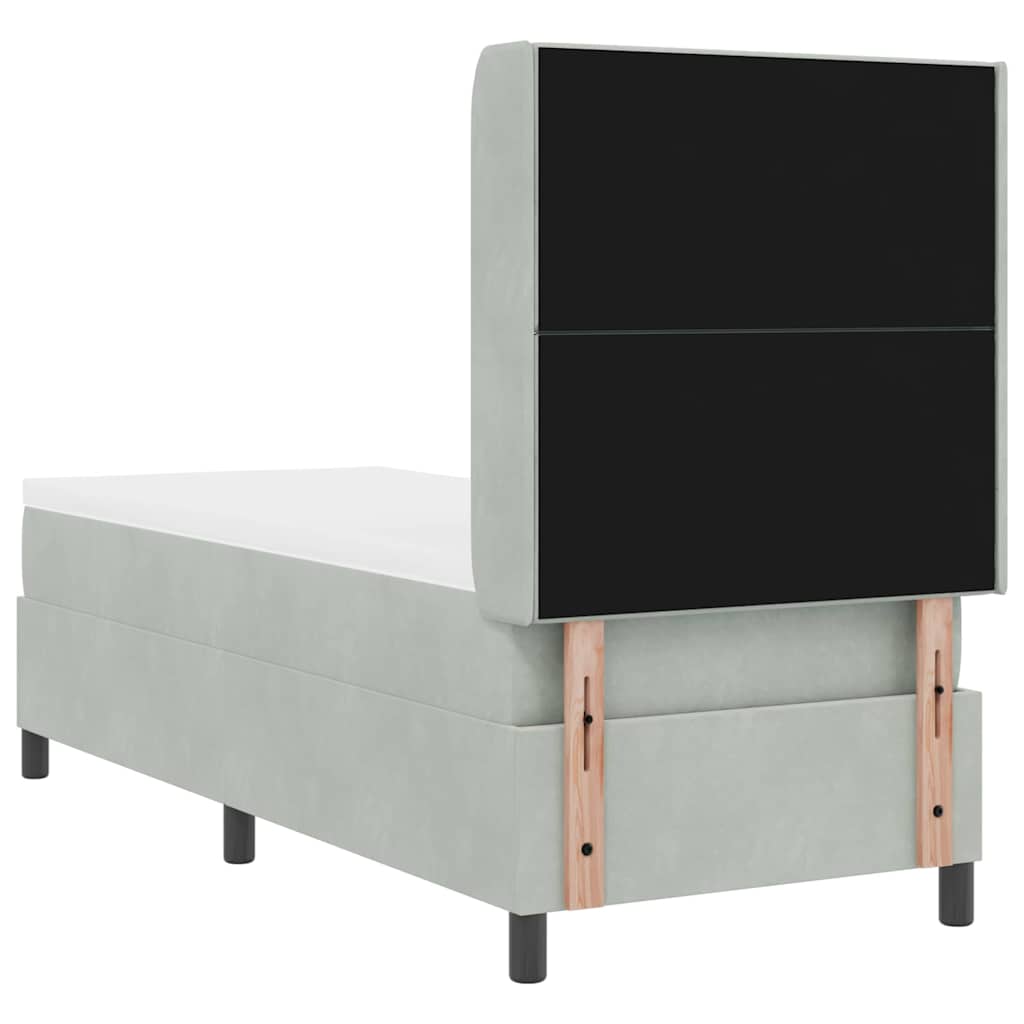 Led Boxspring Seng Med Madras Lysegrå 80 X 200 Cm Fløjl - Billede 11