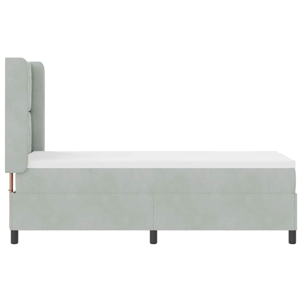 Led Boxspring Seng Med Madras Lysegrå 80 X 200 Cm Fløjl - Billede 10