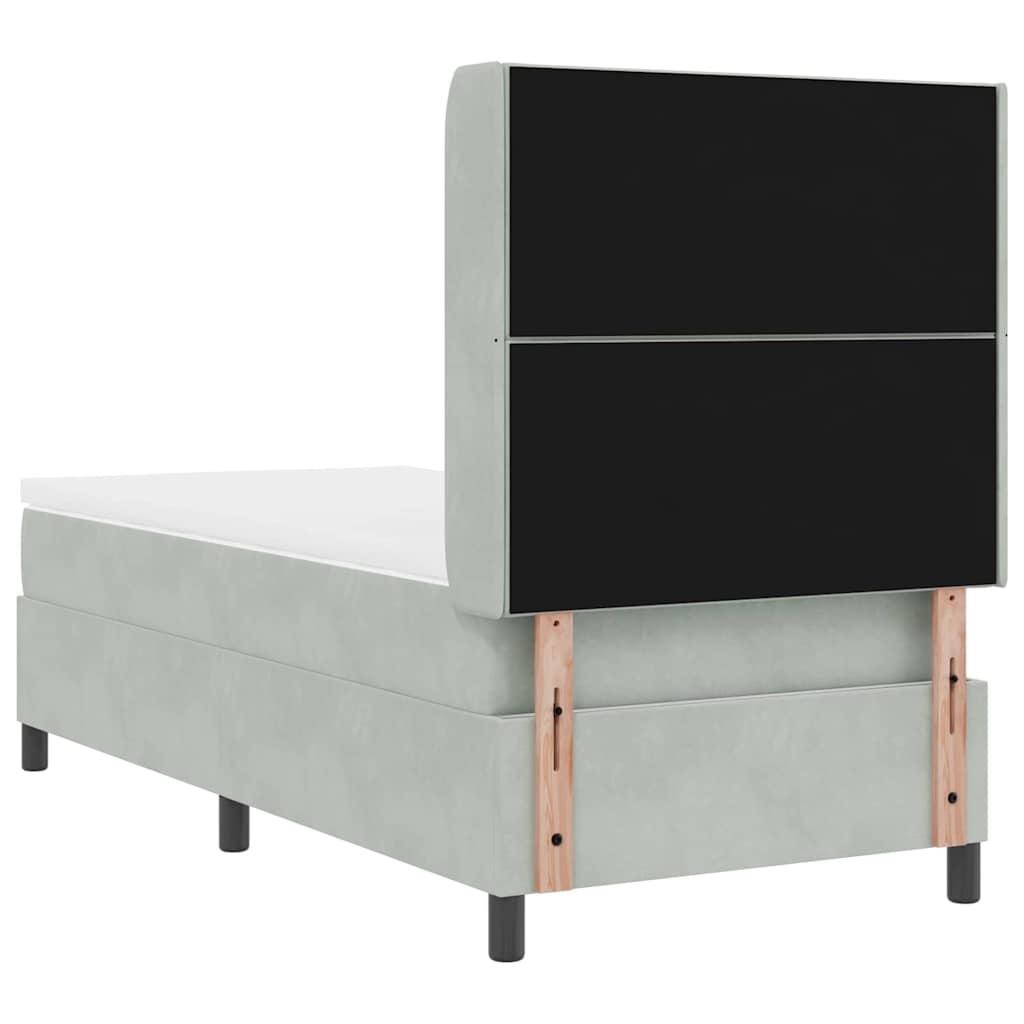 Led Boxspring Seng Med Madras Lysegrå 100 X 200 Cm Fløjl - Billede 11