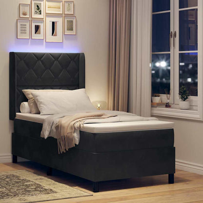 Led Boxspring Seng Med Madras Sort 100 X 200 Cm Fløjl - Billede 6