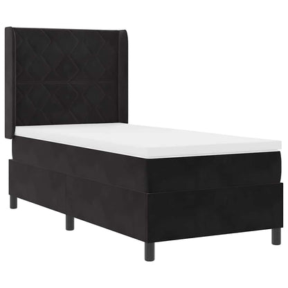 Led Boxspring Seng Med Madras Sort 100 X 200 Cm Fløjl - Billede 2