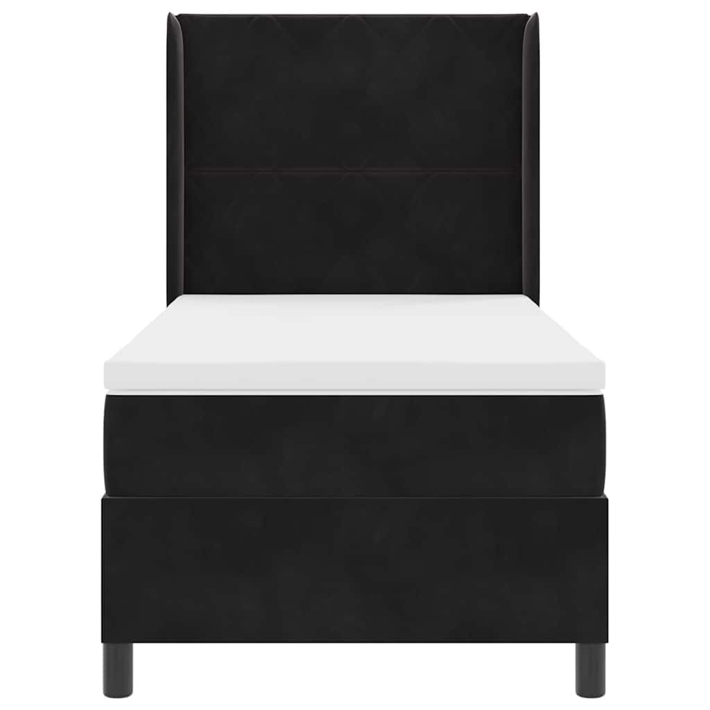 Led Boxspring Seng Med Madras Sort 100 X 200 Cm Fløjl - Billede 9