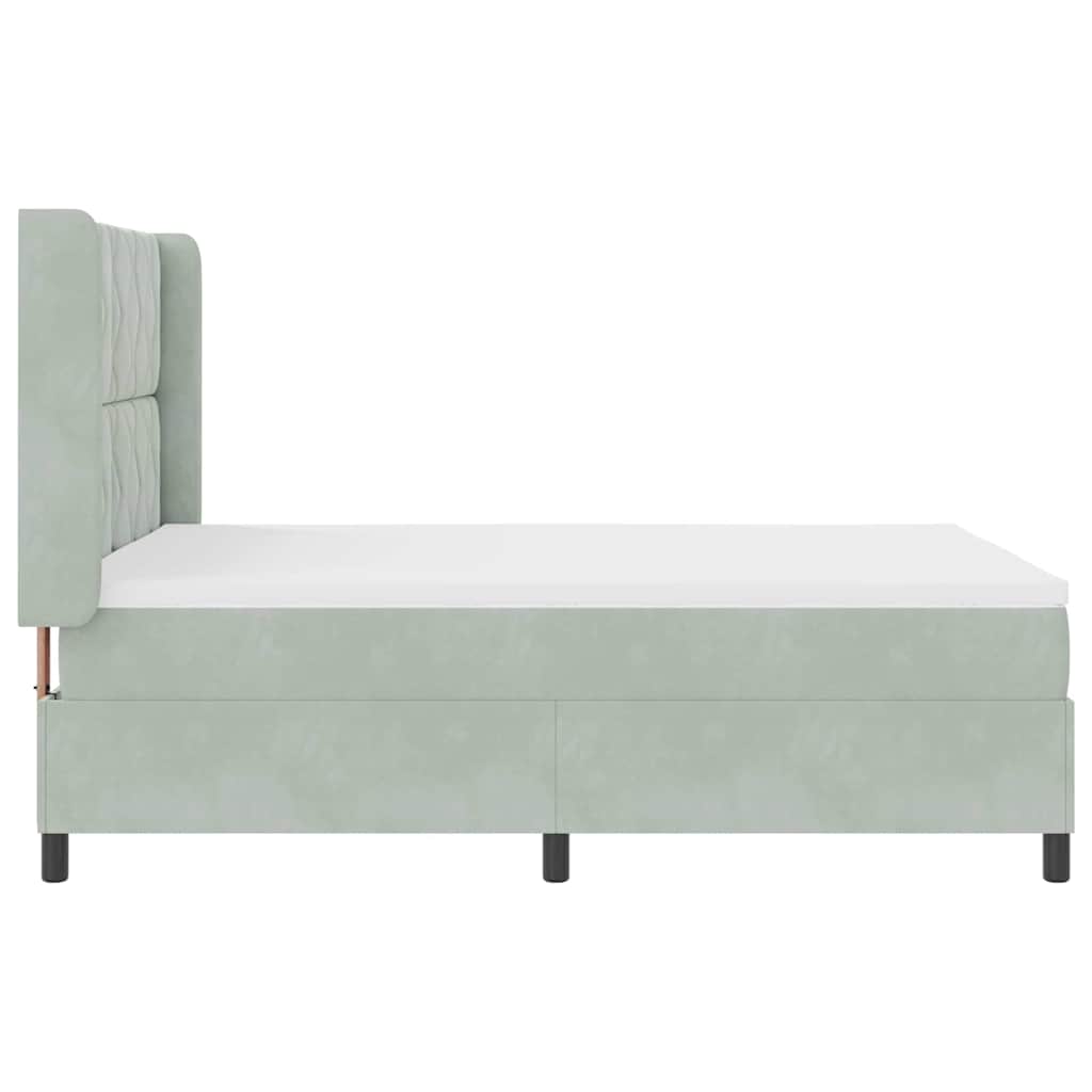 Led Boxspring Seng Med Madras Lysegrå 140 X 190 Cm Fløjl - Billede 10