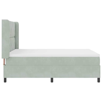 Led Boxspring Seng Med Madras Lysegrå 140 X 190 Cm Fløjl - Billede 10