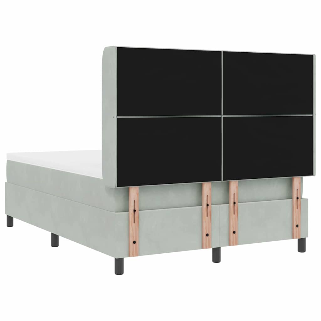 Led Boxspring Seng Med Madras Lysegrå 140 X 200 Cm Fløjl - Billede 11