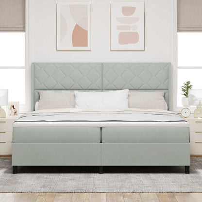 Led Boxspring Seng Med Madras Lysegrå 200 X 200 Cm Fløjl - Billede 5