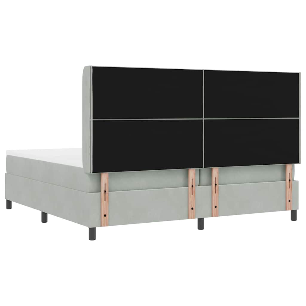 Led Boxspring Seng Med Madras Lysegrå 200 X 200 Cm Fløjl - Billede 11