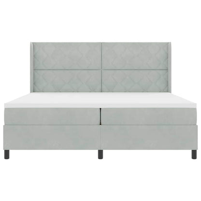 Led Boxspring Seng Med Madras Lysegrå 200 X 200 Cm Fløjl - Billede 9