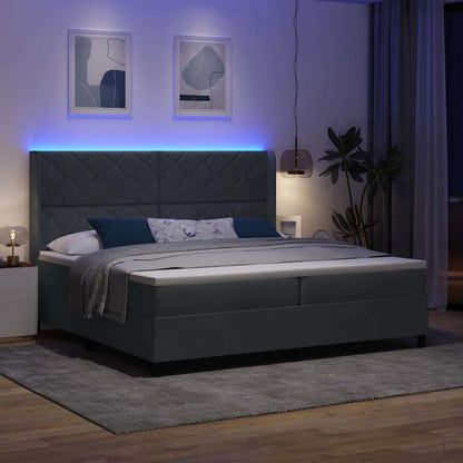 Led Boxspring Seng Med Madras Mørkegrå 200 X 200 Cm Fløjl - Billede 5