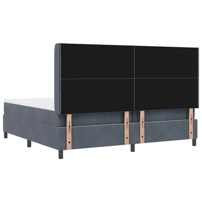 Led Boxspring Seng Med Madras Mørkegrå 200 X 200 Cm Fløjl - Billede 10