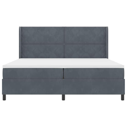 Led Boxspring Seng Med Madras Mørkegrå 200 X 200 Cm Fløjl - Billede 8