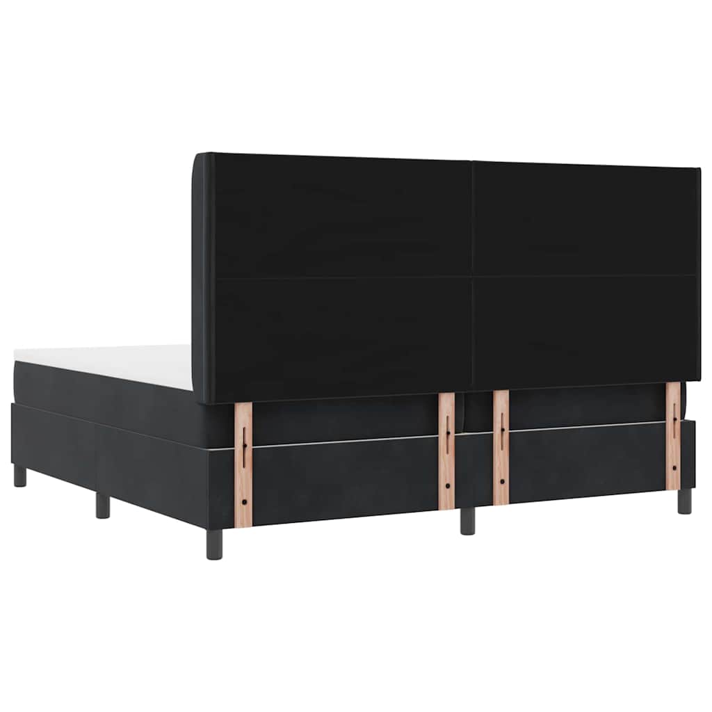 Led Boxspring Seng Med Madras Sort 200 X 200 Cm Fløjl - Billede 11