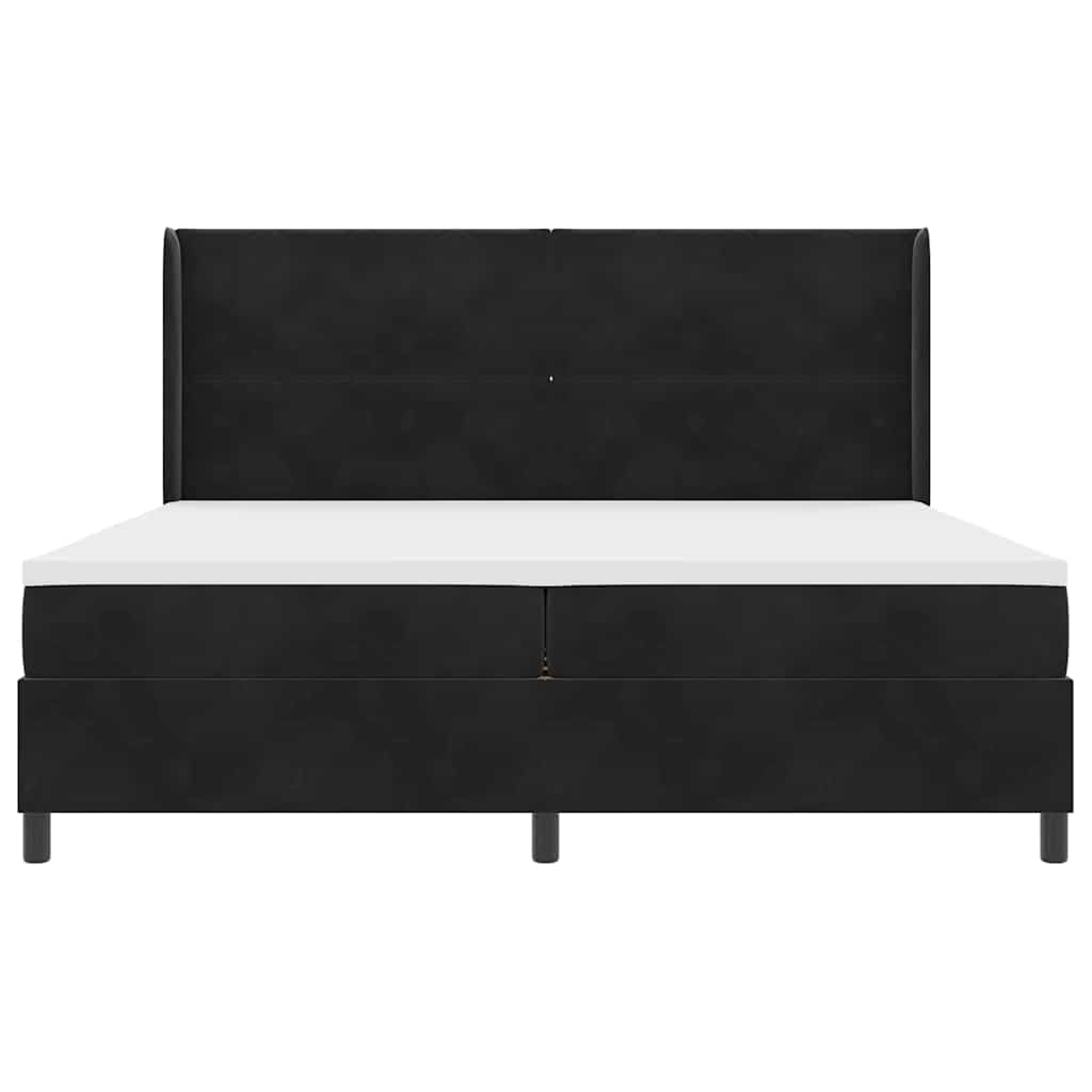Led Boxspring Seng Med Madras Sort 200 X 200 Cm Fløjl - Billede 9